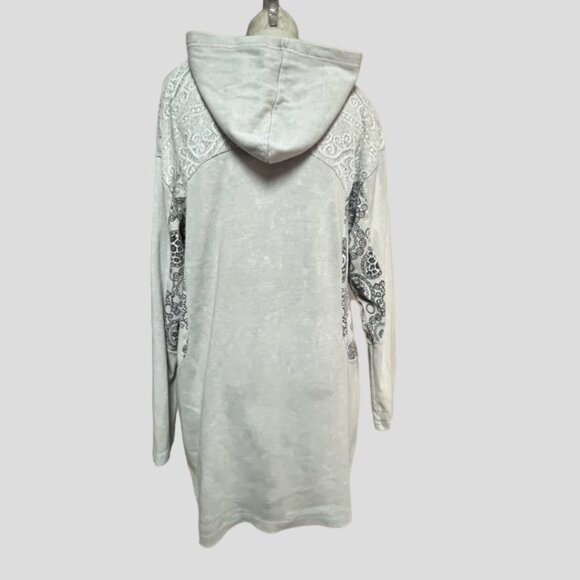 Ark Imports Boho Hippie Embroidered Full Zip Hooded Tunic Sweater Hoodie - Picture 2 of 13
